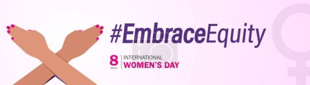 Foto de International Women's Day 2023, campaign theme: Embrace Equity. Women's Day banner vector illustration. Give equity a huge embrace. - Imagen libre de derechos
