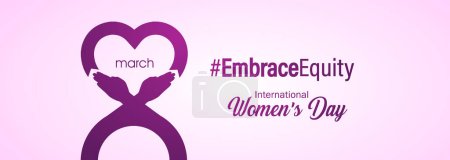 Foto de International Women's Day 2023, campaign theme: Embrace Equity. Women's Day banner vector illustration. Give equity a huge embrace. - Imagen libre de derechos