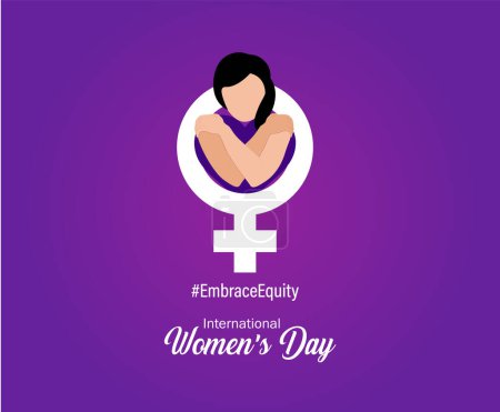 International Women's Day 2023, campaign theme: Embrace Equity. Women's Day banner vector illustration. Give equity a huge embrace.