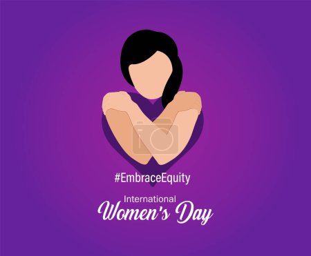 International Women's Day 2023, campaign theme: Embrace Equity. Women's Day banner vector illustration. Give equity a huge embrace.