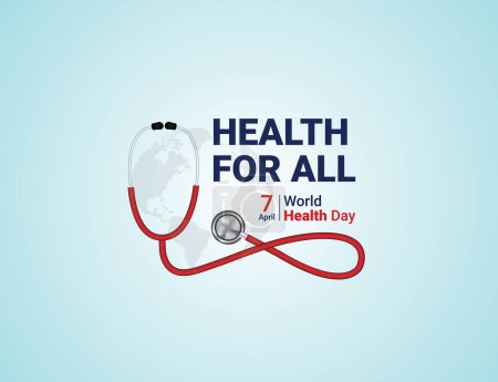 Foto de Salud para todos - Día Mundial de la Salud 2023 Concepto. Diseño de vectores de corazón y estetoscopio. Ilustración vectorial para el Día Mundial de la Salud. - Imagen libre de derechos