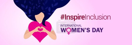 Foto de Cartel conceptual del Día Internacional de la Mujer. Mujer signo ilustración fondo. 2024 Campaña del Día de la Mujer # InspireInclusion - Imagen libre de derechos