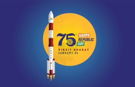 Foto de Feliz 75 Día de la República de la India vector Plantilla Diseño de ilustración. - Imagen libre de derechos