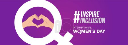 Téléchargez les illustrations : Affiche concept de la Journée internationale de la femme. Fond d'illustration de signe de femme. Thème de la campagne de la journée des femmes 2024 # InspireInclusion - en licence libre de droit