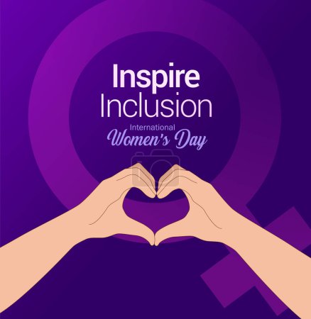 Foto de Cartel conceptual del Día Internacional de la Mujer. Mujer signo ilustración fondo. 2024 Campaña del Día de la Mujer # InspireInclusion - Imagen libre de derechos