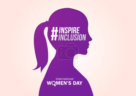 Foto de Cartel conceptual del Día Internacional de la Mujer. Mujer signo ilustración fondo. 2024 campaña del día de la mujer tema # InspireInclusion typo vector. - Imagen libre de derechos