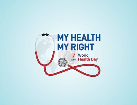 Foto de Concepto del Día Mundial de la Salud. Diseño de corazón y estetoscopio para el día de la salud. Concepto de salud global. Mi salud Mi derecho - Imagen libre de derechos