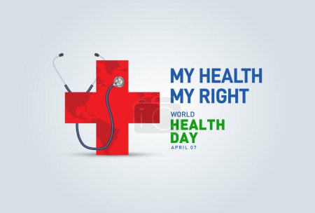 Foto de Concepto del Día Mundial de la Salud. Diseño de corazón y estetoscopio para el día de la salud. Concepto de salud global. Mi salud Mi derecho - Imagen libre de derechos