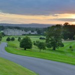 beautiful view of the Longleat House during sunset