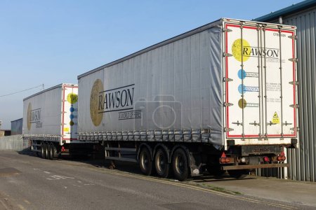 Photo for Lorry trailers are seen parked on an industrial estate on January 4, 2019 in Trowbridge, UK. - Royalty Free Image
