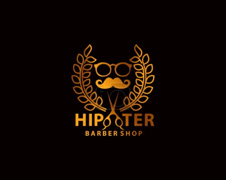 Illustration for Barbershop simple minimalist logo design with elegant ornament. Barber shop logo Vector - Royalty Free Image