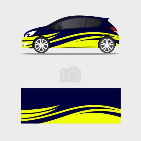 Illustration for Wrappign car decal blue yellow flame creative concept - Royalty Free Image