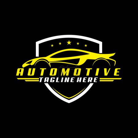 automotive sport car shiled logo design vector