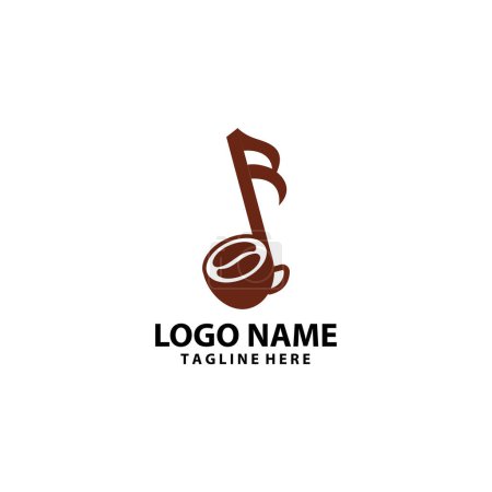 Ilustración de Música café logo diseño vector - Imagen libre de derechos