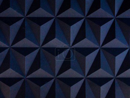 Photo for 3D wall dark blue panel seamless texture with geometric triangle pattern - Royalty Free Image