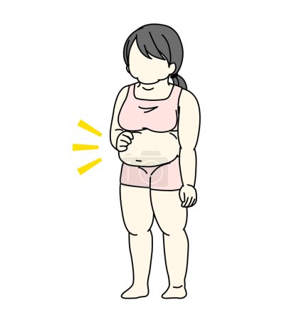 Illustration for Clip art of woman who is concerned about her flabby belly - Royalty Free Image