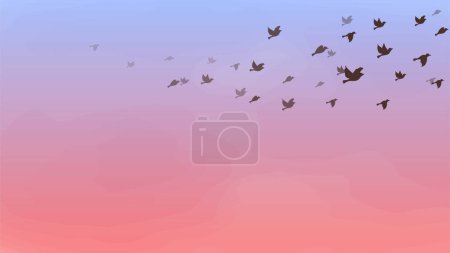 Téléchargez les illustrations : Troupeau d'oiseaux dans le ciel - en licence libre de droit