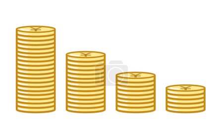 Illustration for Illustration of Japanese yen decreasing in value (declining steadily to the right) - Royalty Free Image