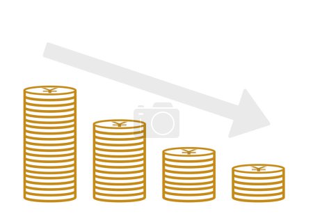Illustration for Illustration of Japanese yen decreasing in value (declining steadily to the right) - Royalty Free Image