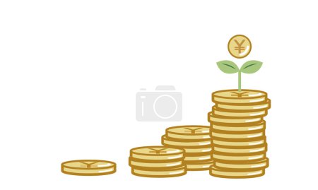 Illustration for Image of Japanese Yen accumulation.This is an illustration of an upward movement of the right shoulder. - Royalty Free Image