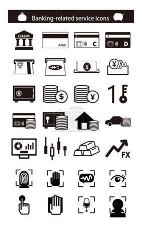 Illustration for This is an illustration of a set of banking related service icons. - Royalty Free Image