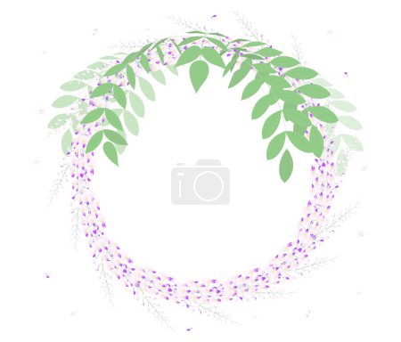 Illustration for This is a frame illustration of a circle of wisteria flowers. - Royalty Free Image