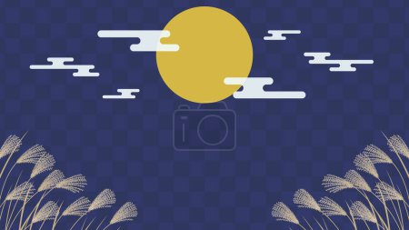 Illustration for This is a background illustration of a round moon and silver grass(Mid-Autumn moon). - Royalty Free Image