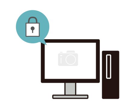 Téléchargez les illustrations : Ceci est une illustration d'un ordinateur de bureau avec une bonne sécurité. - en licence libre de droit