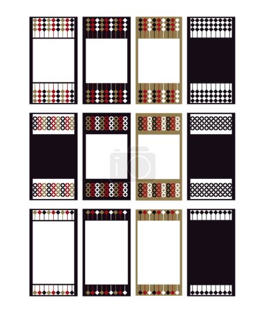 This is a Japanese style frame set featuring cloisonne and checkered patterns.Background Frame Illustration