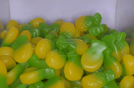 A closeup shot of an assortment of colorful gum candy.