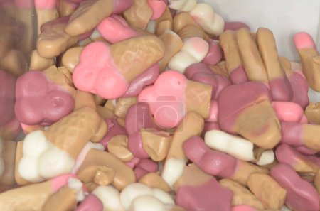 A closeup shot of an assortment of colorful gum candy.