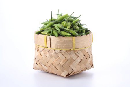 Photo for Green beans in basket isolated on a white background - Royalty Free Image