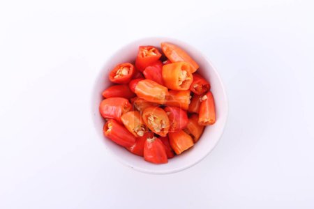 Photo for Cayenne pepper red slice on white background - Royalty Free Image
