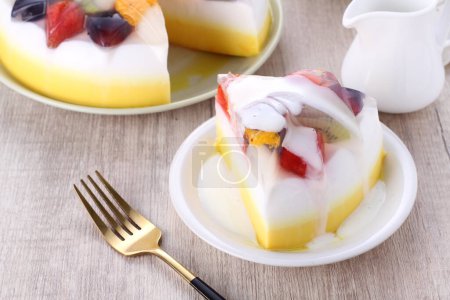 Photo for Delicious fresh fruit cake with fruits and berries - Royalty Free Image