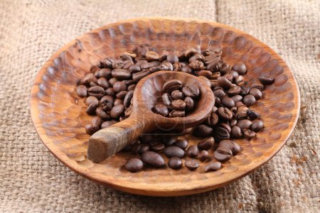 Photo for Coffee beans on old wooden background - Royalty Free Image