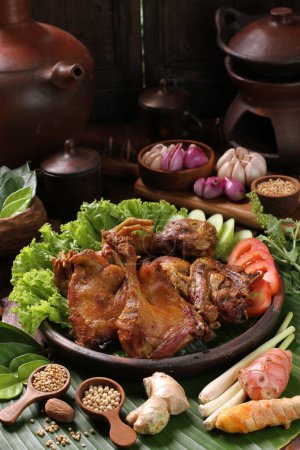 Photo for Thai traditional food in a pot with vegetables and meat - Royalty Free Image
