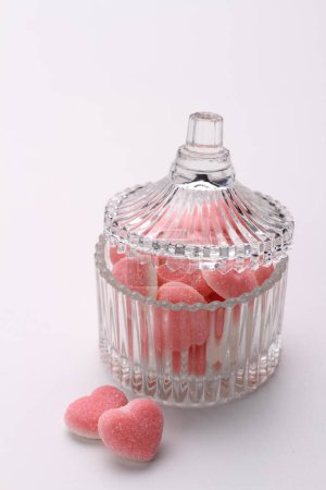 Photo for Valentine's day, heart shaped candy, red and white - Royalty Free Image
