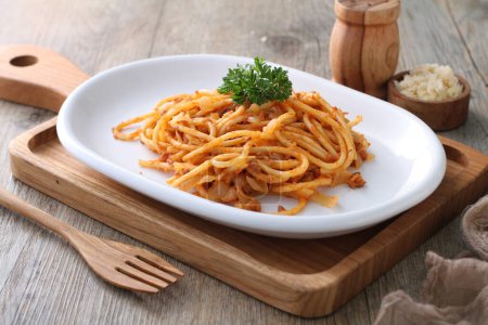 Photo for Pasta with cheese and tomato sauce - Royalty Free Image