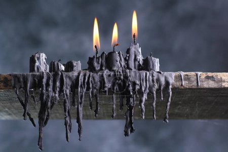 Photo for Burning candles in old church. - Royalty Free Image