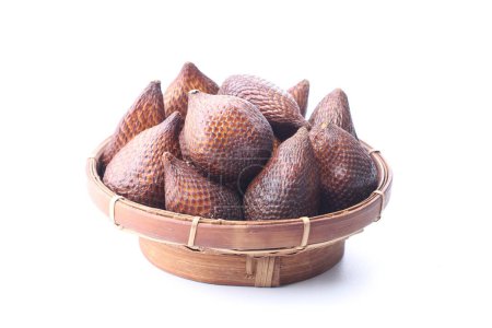 Photo for Salak fruit or commonly called snake skin fruit with a sweet and sour taste on a white background - Royalty Free Image