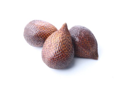 Photo for Salak fruit or commonly called snake skin fruit with a sweet and sour taste on a white background - Royalty Free Image