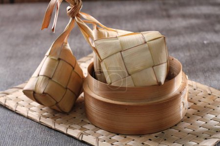 Photo for Bamboo basket with sticky rice - Royalty Free Image