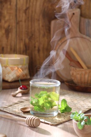 Photo for Fresh green tea with lemon and mint - Royalty Free Image