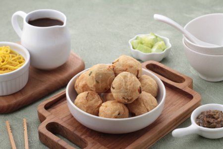 Photo for Chinese moon tea and cookies with tea - Royalty Free Image