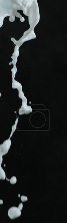 Téléchargez les photos : Éclaboussures de lait sur fond noir - en image libre de droit