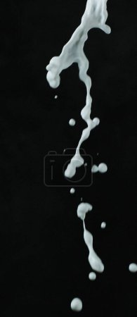 Téléchargez les photos : Éclaboussure de lait sur fond noir - en image libre de droit