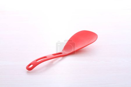Photo for Red plastic spoon isolated on white background with clipping path - Royalty Free Image