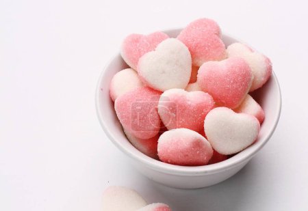 Photo for Heart shaped candies isolated on white background - Royalty Free Image