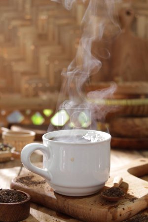 Photo for Coffee hot drink with smoke - Royalty Free Image