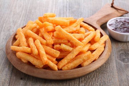 Photo for French fries with salt and ketchup - Royalty Free Image